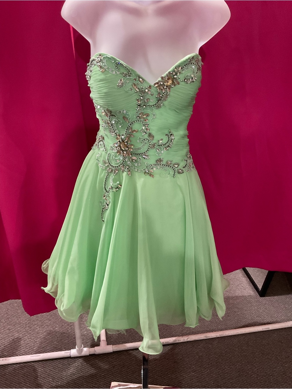 Strapless Light Green Beaded Party Dress